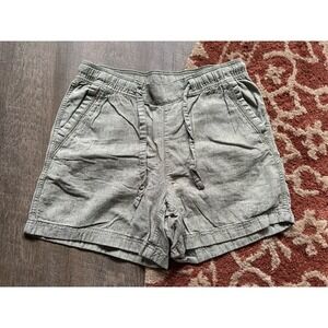 Eddie Bauer‎ Green Gray Linen Cotton Blend Pull On Shorts M Medium